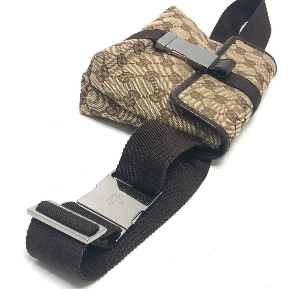 GUCCI 131236 GG Body Bag, Waist Pouch, Belt Canvas, Unisex, Beige/Brown - Picture 10 of 10